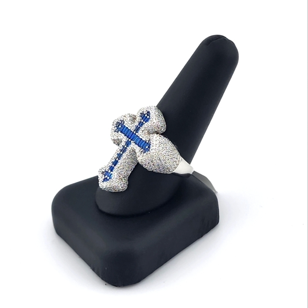 925 Silver Cross Ring Bugget and round cubic zirconia - Picture 2 of 9